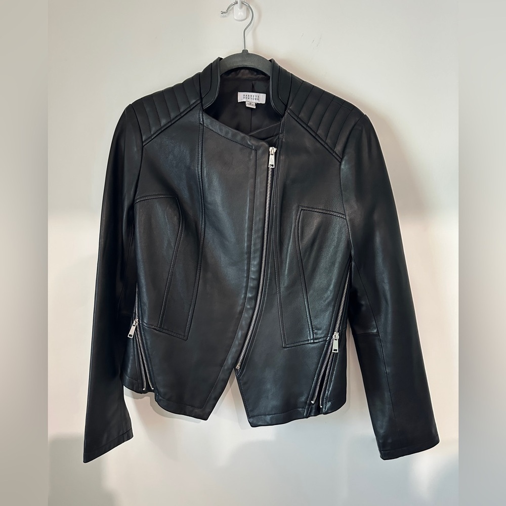 Barney's New York Leather Biker Jacket size M vintage excellent condition
